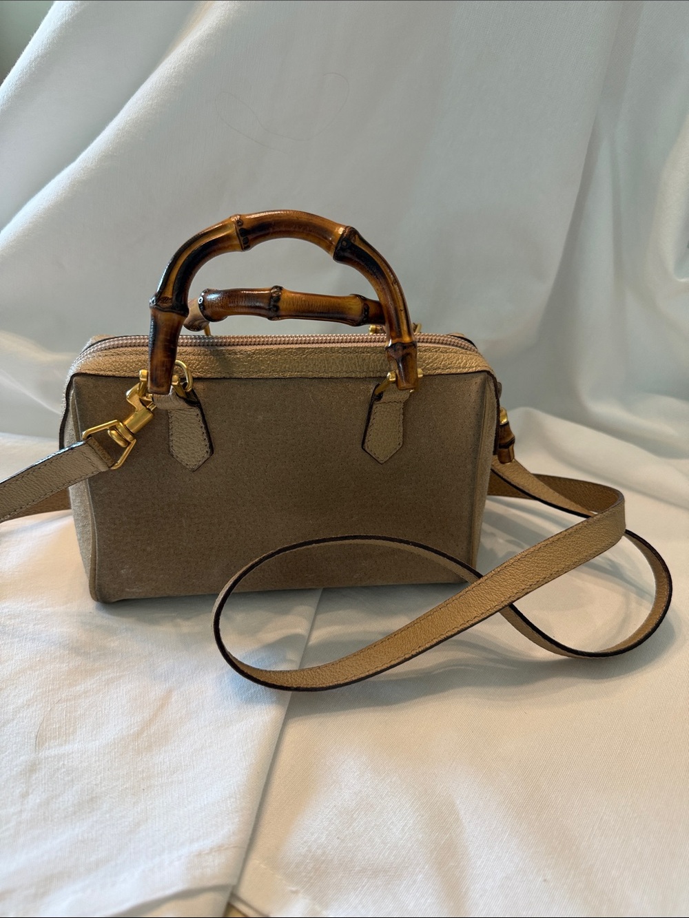 Gucci mini vintage suede Crossbody with Bamboo Handles